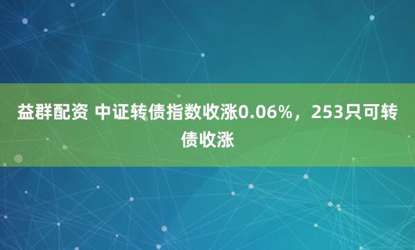 益群配资 中证转债指数收涨0.06%，253只可转债收涨