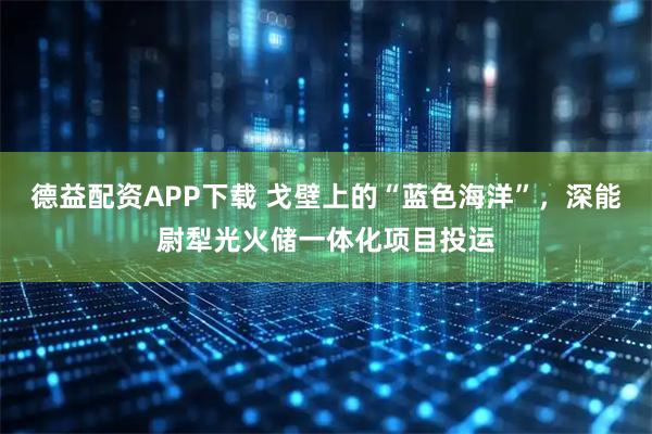 德益配资APP下载 戈壁上的“蓝色海洋”，深能尉犁光火储一体化项目投运