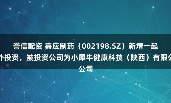 誉信配资 嘉应制药(002198.SZ)新增一起对外投资,被投资公司为小犀牛健康科技(陕西)有限公司