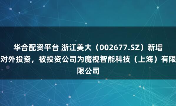 华合配资平台 浙江美大(002677.SZ)新增一起对外投资,被投资公司为魔视智能科技(上海)有限公司